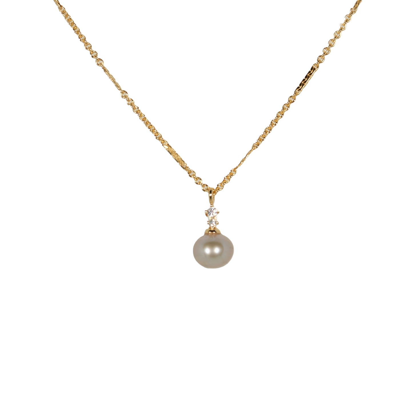 Double CZ Akoya Pearl Necklace