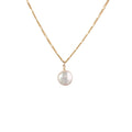 "Stone" Coin Pearl Pendant Adjustable Necklace