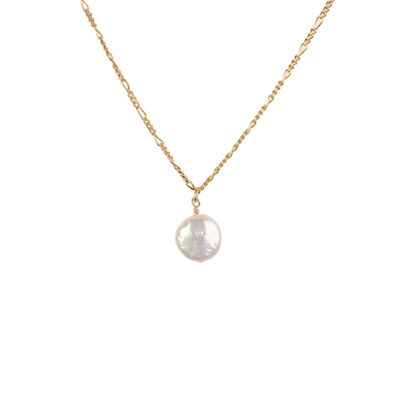 "Stone" Coin Pearl Pendant Adjustable Necklace