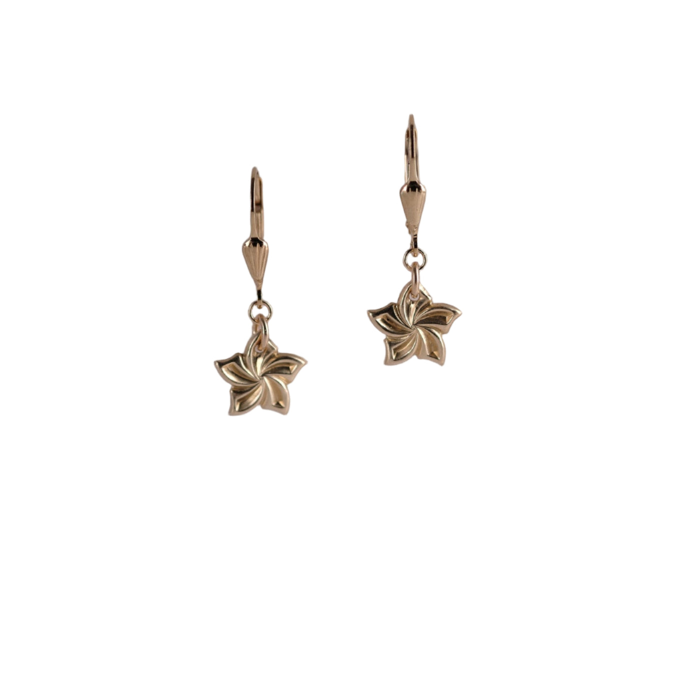 Plumeria Leverback Earrings 14K Gold Filled