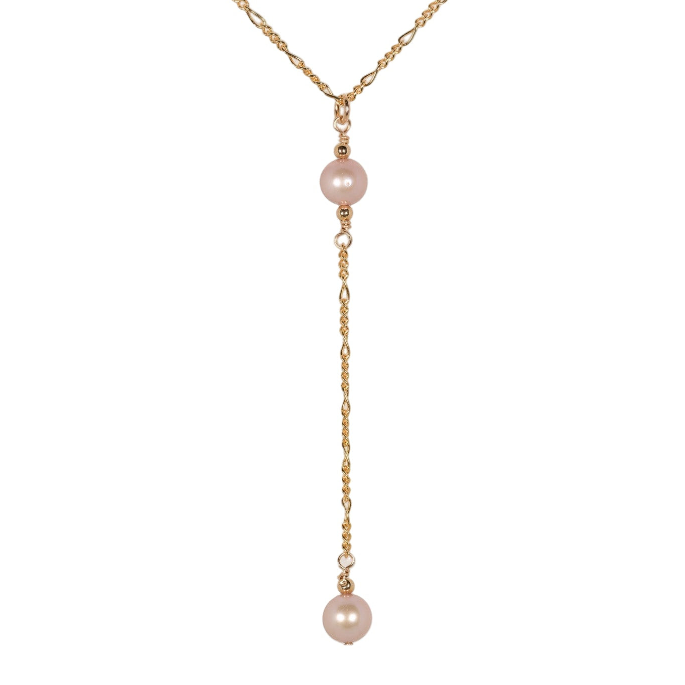 Nani Pink Double Drop Pearl Necklace