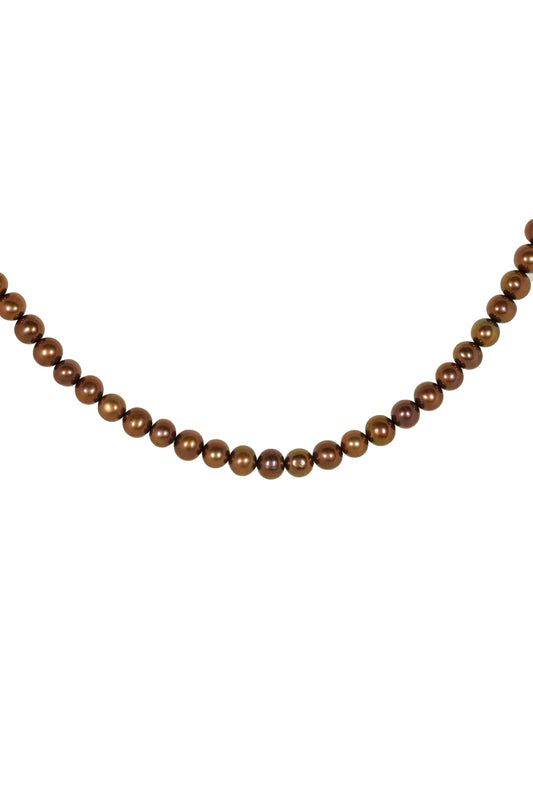 Chocolate Freshwater Pearl Full Strand Necklace 19"