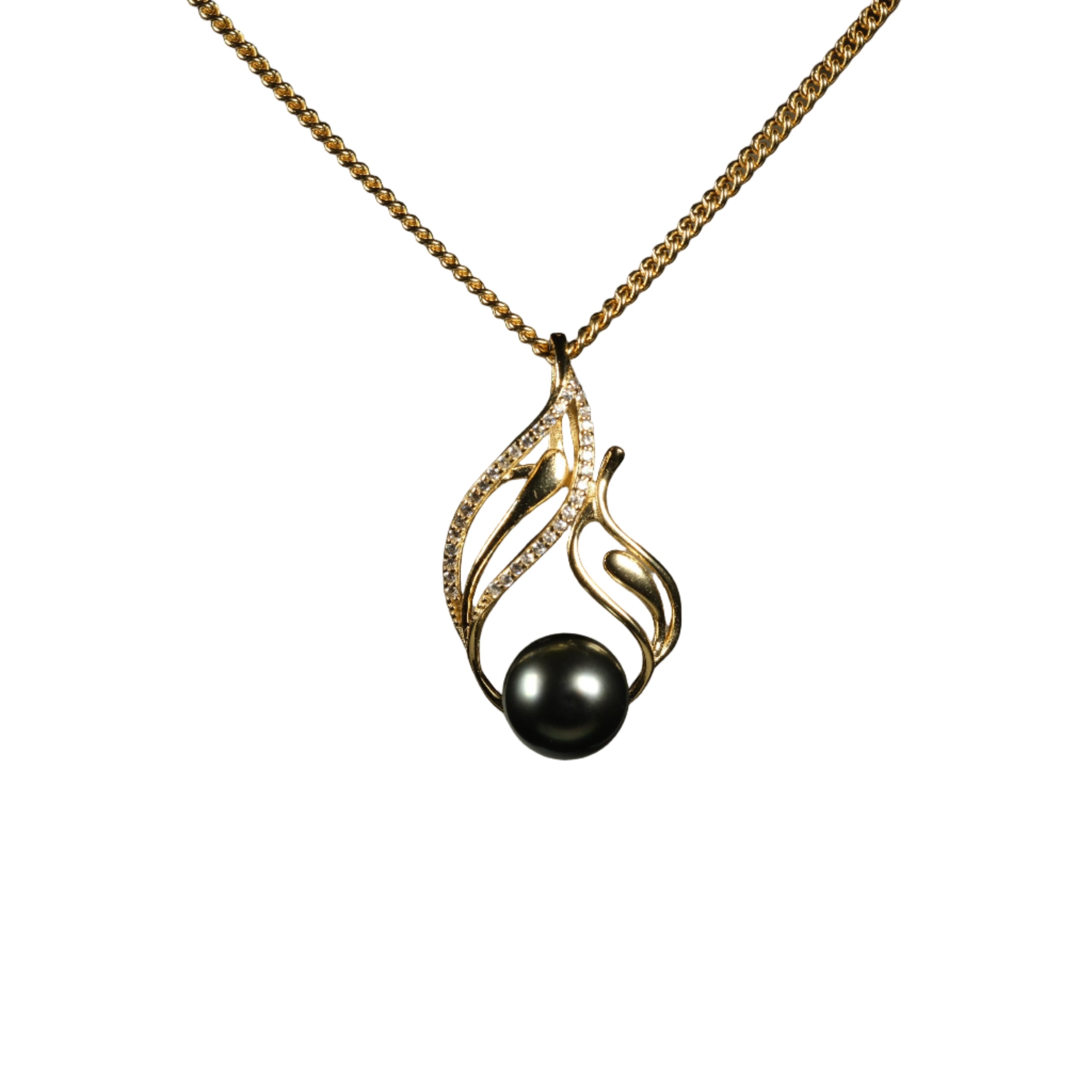 Kainalu Wave Pendant Tahitian Pearl Necklace