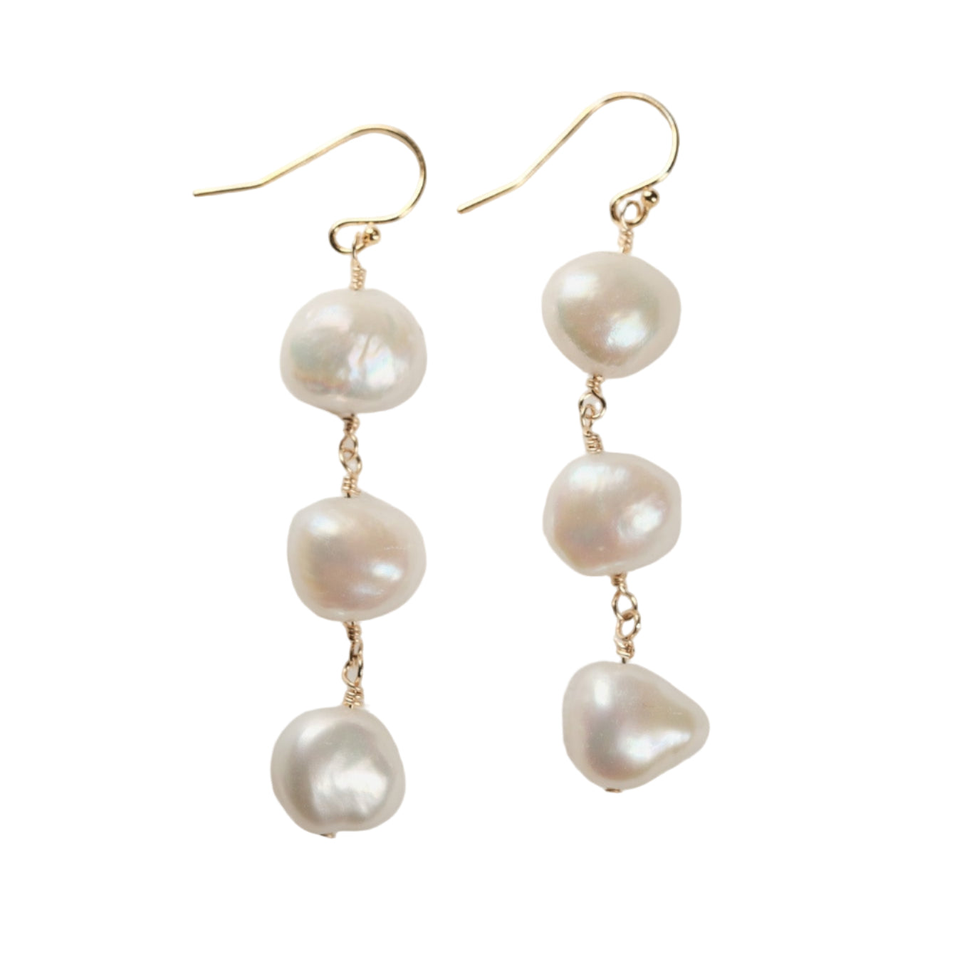 Dream Triple Freshwater Baroque Pearl Drop Earrings