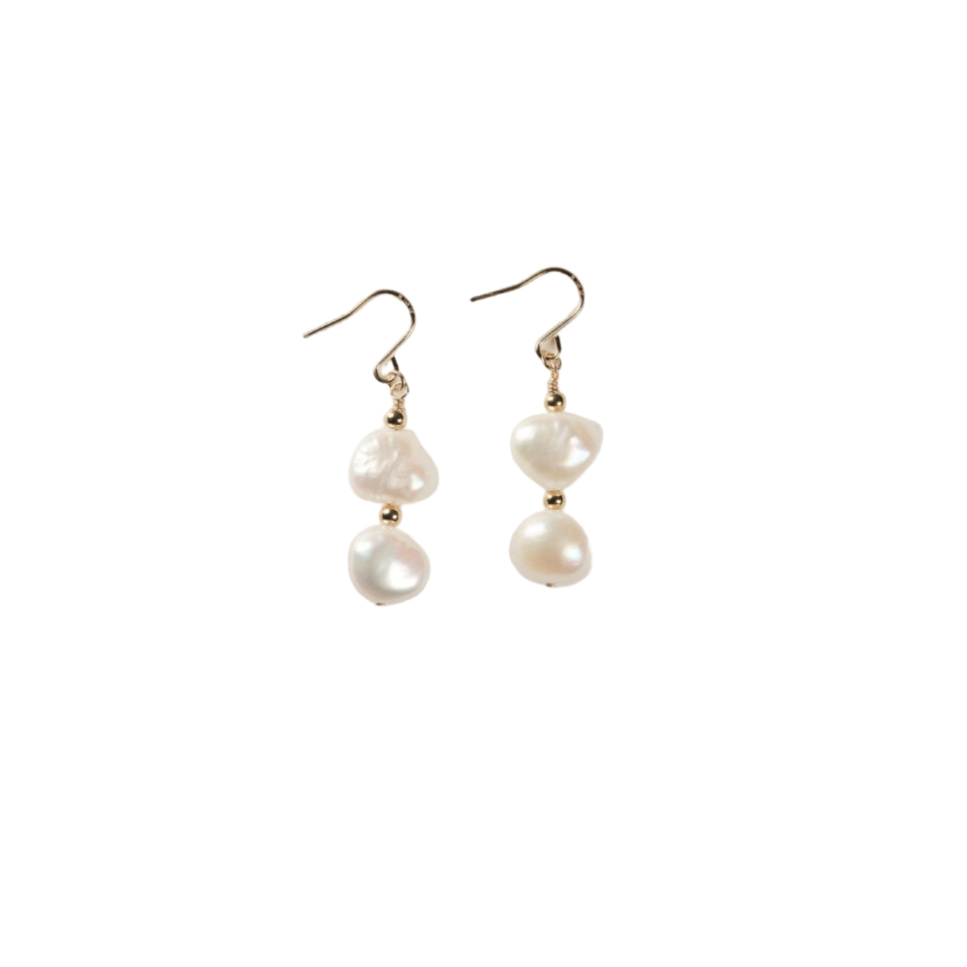 Cloud Double Freshwater Baroque Pearl Drop Earrings