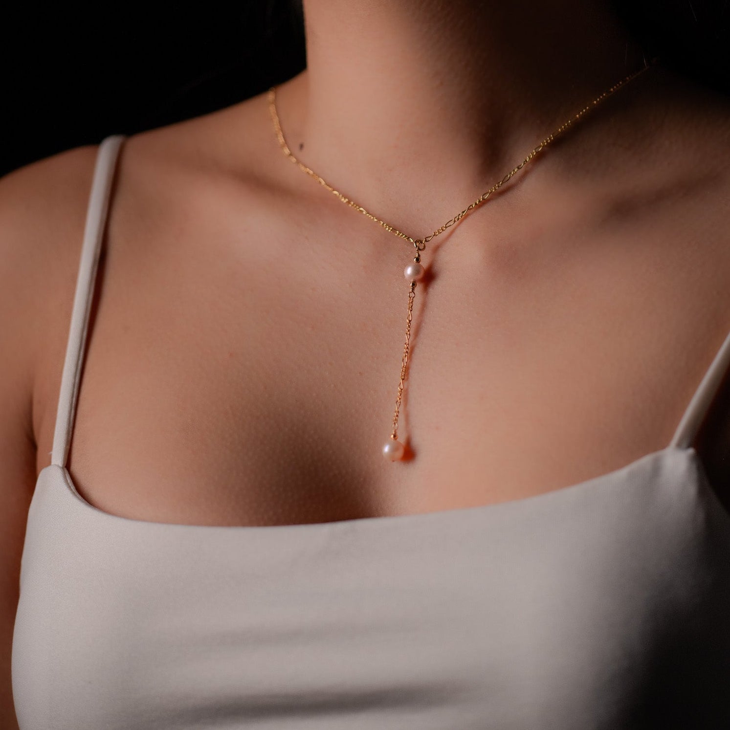 Nani Blush Pink Y-Style Pearl Necklace